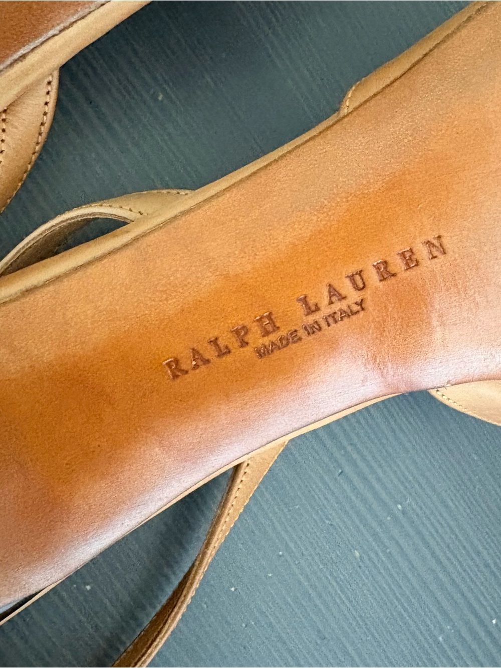 Ralph Lauren Slingback Tortoise Heels Leather Shoes Tan US 9 - Picture 12 of 14